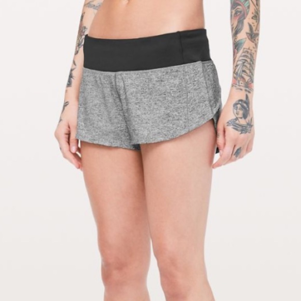 SOLD lululemon speed it up short *2.5” heather lux